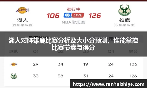 湖人对阵雄鹿比赛分析及大小分预测，谁能掌控比赛节奏与得分