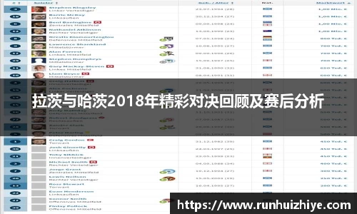 拉茨与哈茨2018年精彩对决回顾及赛后分析